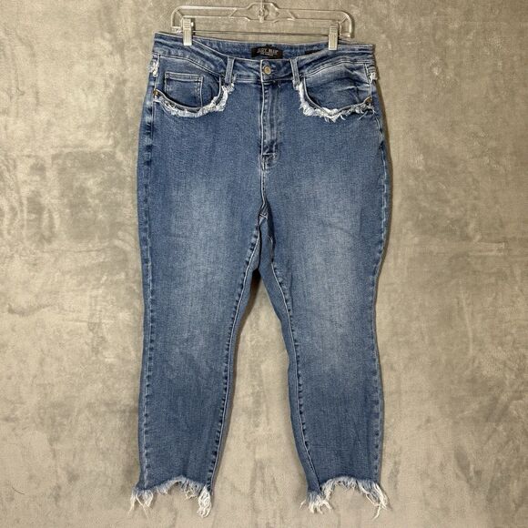 Judy Blue Women Jeans 18W Plus Maryville High Rise JB88473 Raw Hem Fray Detail